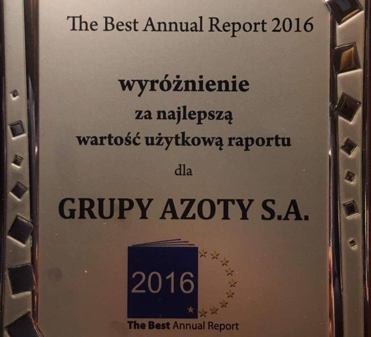 Best Annual Report award for Grupa Azoty S.A.