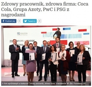 Grupa Azoty wśród wyróżnionych w konkursie "Zdrowy pracownik, zdrowa firma"